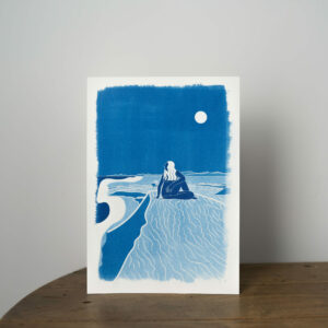 cyanotype artisanal sur papier - Affiche A4 - "La mer"
