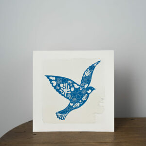 affiche cyanotype carré- oiseau inspiré par Matisse